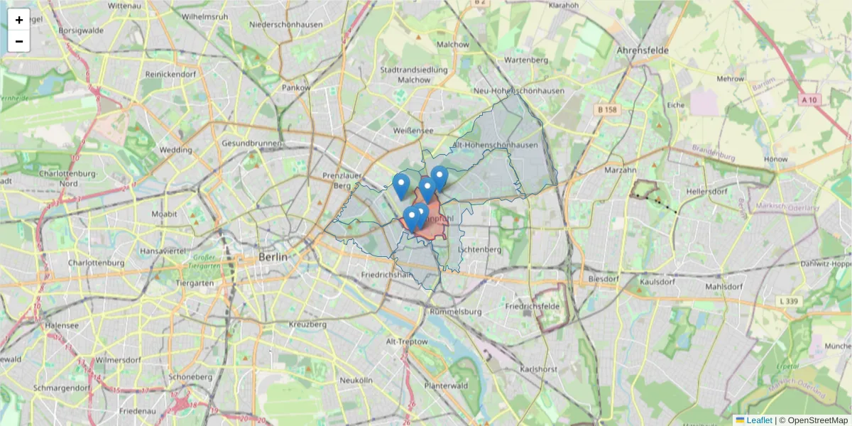 Karte des Postleitzahlen Bereichs  und der umliegenden Postleitzahlen in Deutschland