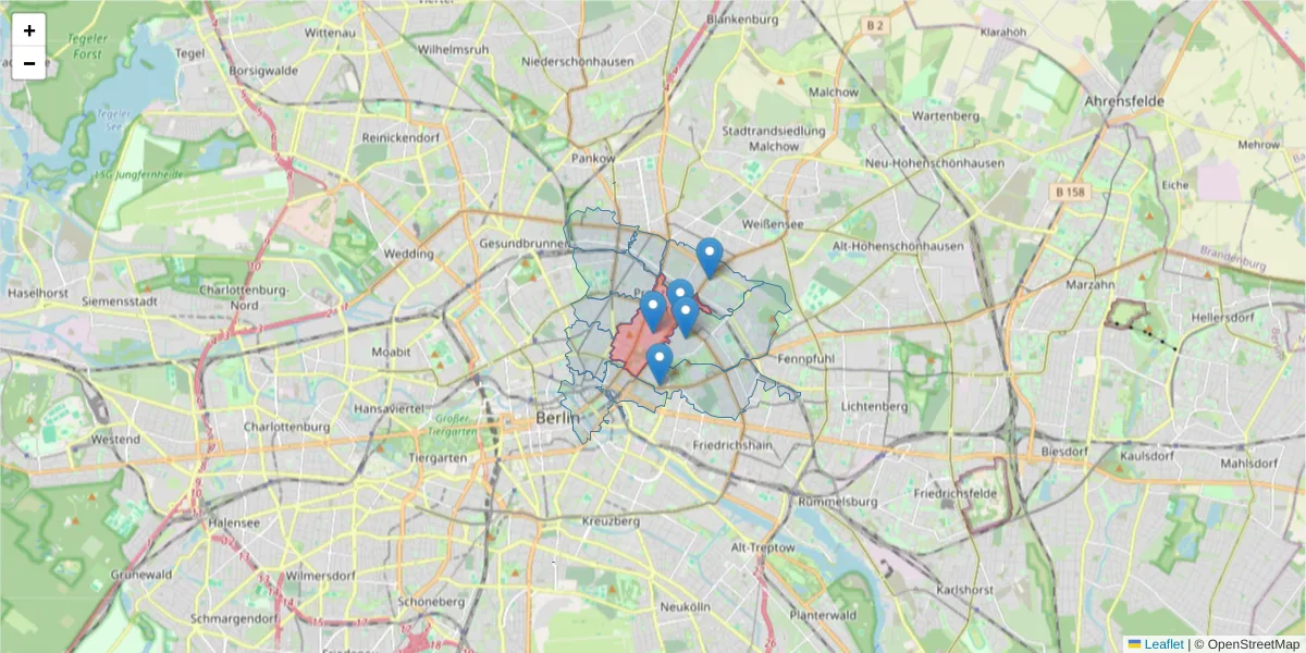 Karte des Postleitzahlen Bereichs  und der umliegenden Postleitzahlen in Deutschland