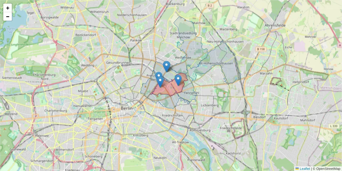 Karte des Postleitzahlen Bereichs  und der umliegenden Postleitzahlen in Deutschland