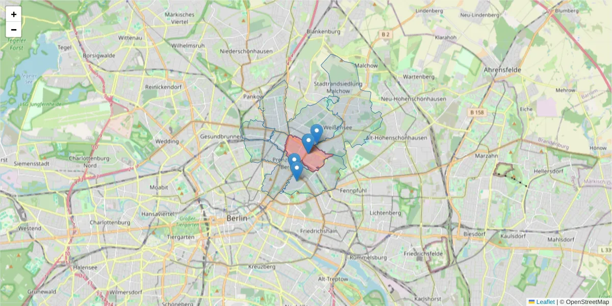 Karte des Postleitzahlen Bereichs  und der umliegenden Postleitzahlen in Deutschland