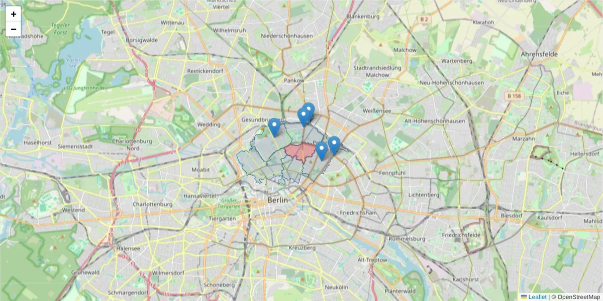 Karte des Postleitzahlen Bereichs  und der umliegenden Postleitzahlen in Deutschland