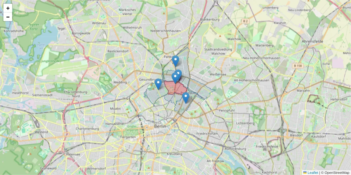Karte des Postleitzahlen Bereichs  und der umliegenden Postleitzahlen in Deutschland