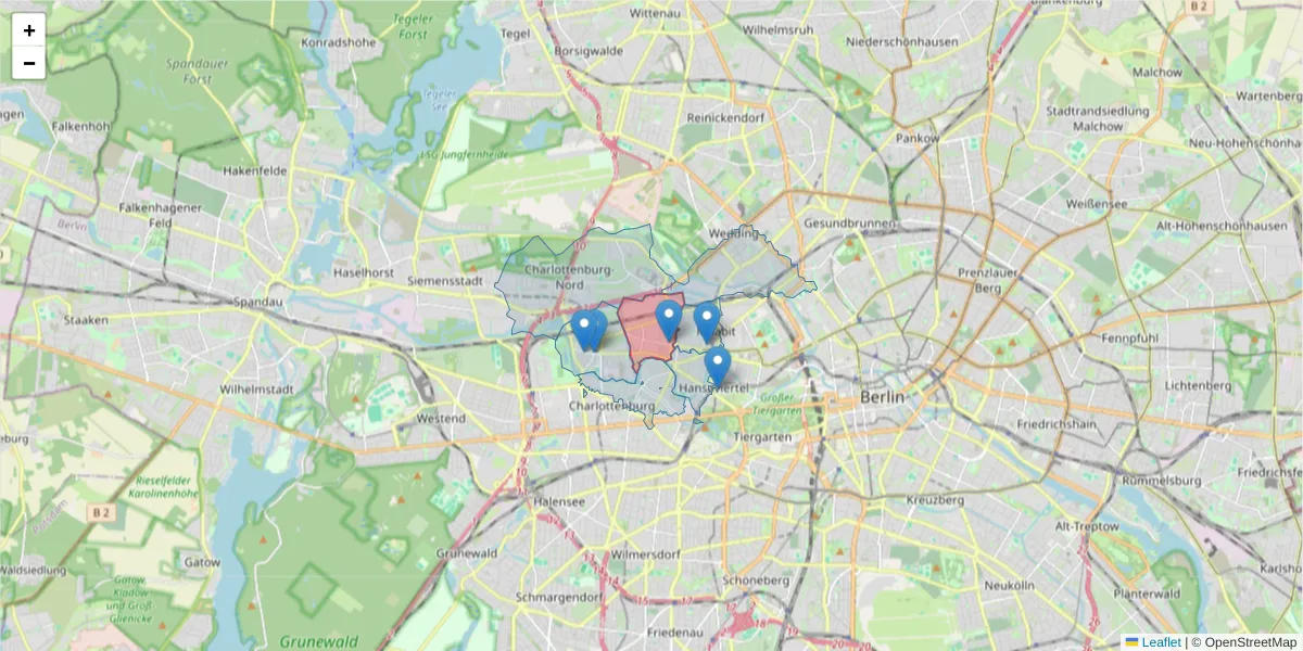 Karte des Postleitzahlen Bereichs  und der umliegenden Postleitzahlen in Deutschland