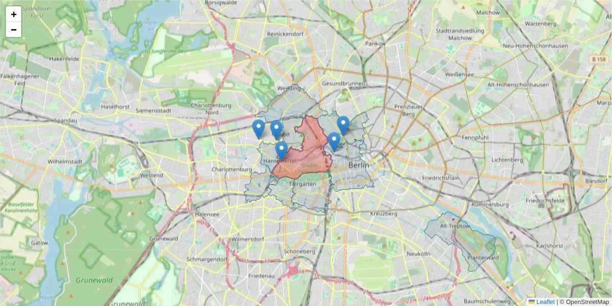 Karte des Postleitzahlen Bereichs  und der umliegenden Postleitzahlen in Deutschland