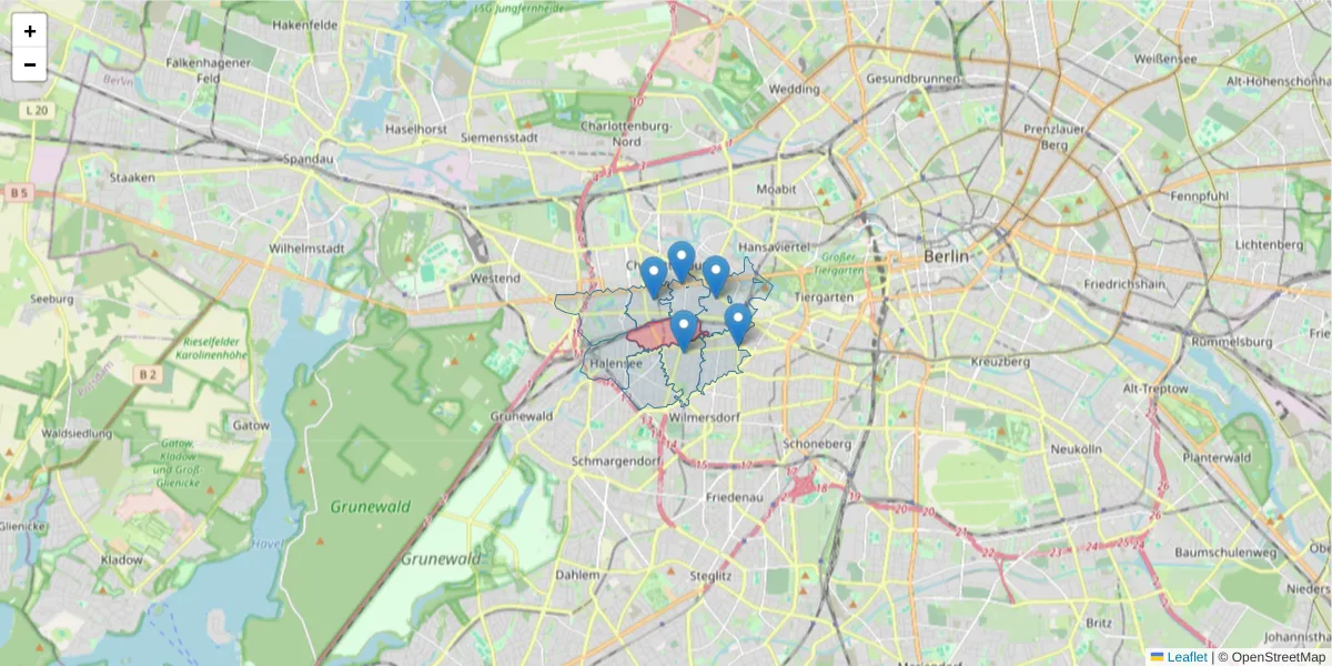Karte des Postleitzahlen Bereichs  und der umliegenden Postleitzahlen in Deutschland