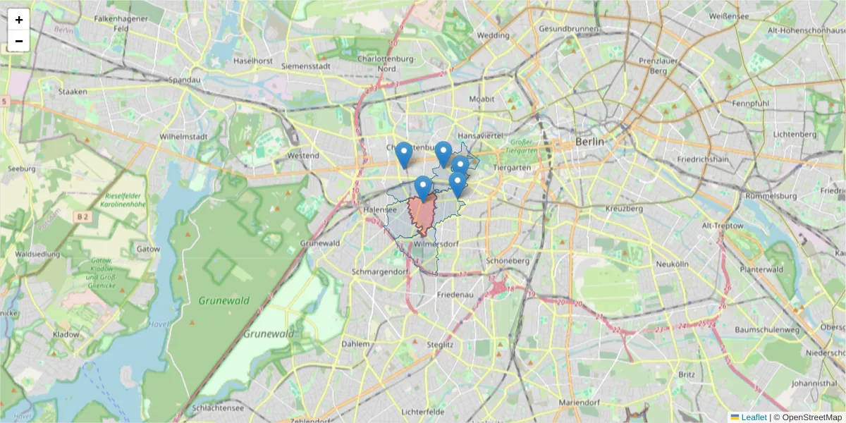 Karte des Postleitzahlen Bereichs  und der umliegenden Postleitzahlen in Deutschland