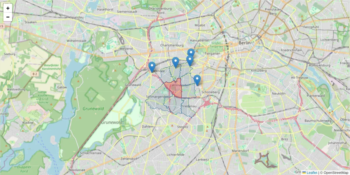 Karte des Postleitzahlen Bereichs  und der umliegenden Postleitzahlen in Deutschland