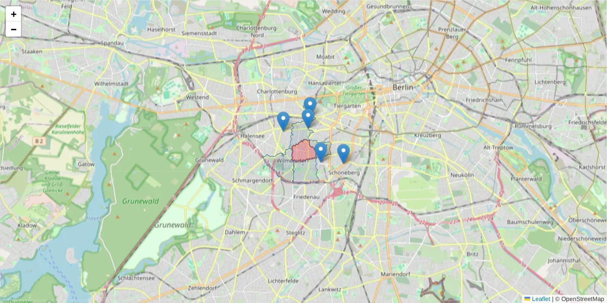 Karte des Postleitzahlen Bereichs  und der umliegenden Postleitzahlen in Deutschland