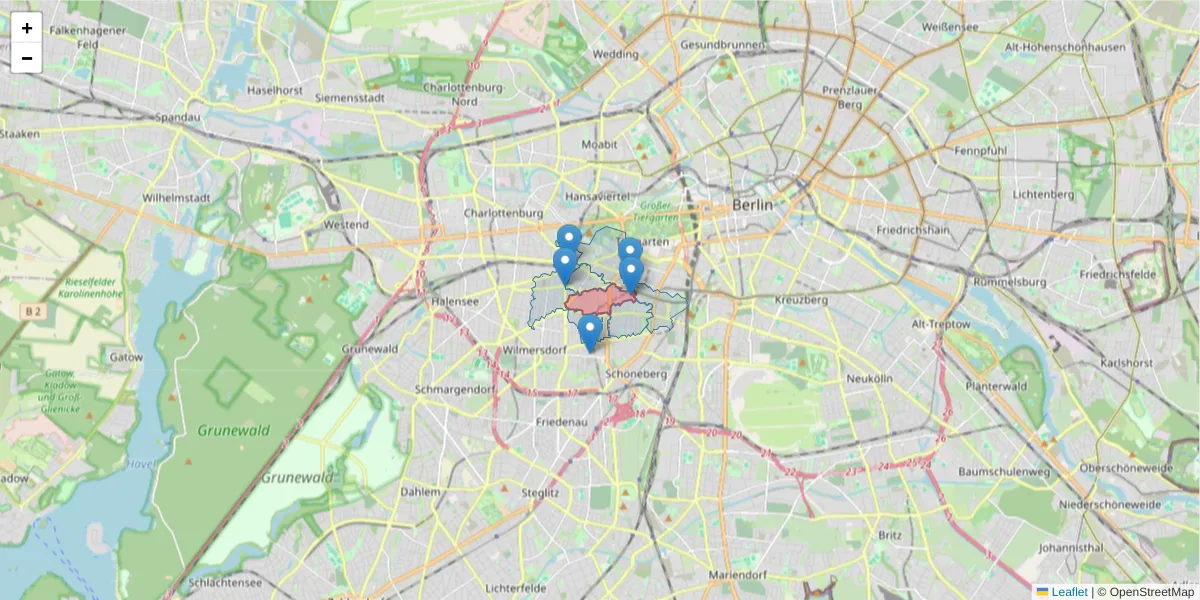 Karte des Postleitzahlen Bereichs  und der umliegenden Postleitzahlen in Deutschland