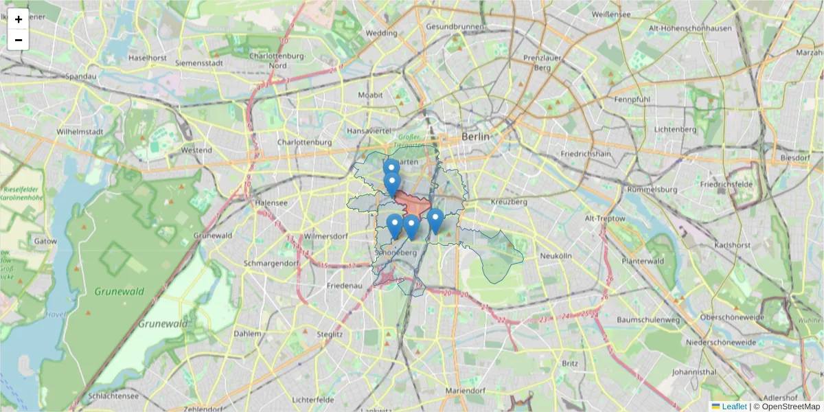 Karte des Postleitzahlen Bereichs  und der umliegenden Postleitzahlen in Deutschland