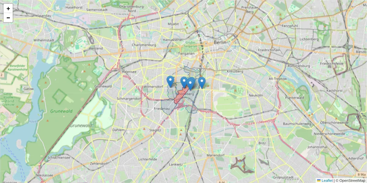 Karte des Postleitzahlen Bereichs  und der umliegenden Postleitzahlen in Deutschland