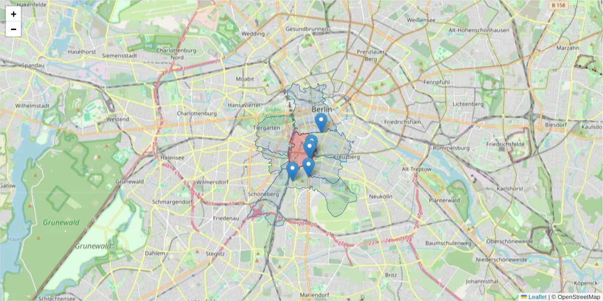 Karte des Postleitzahlen Bereichs  und der umliegenden Postleitzahlen in Deutschland