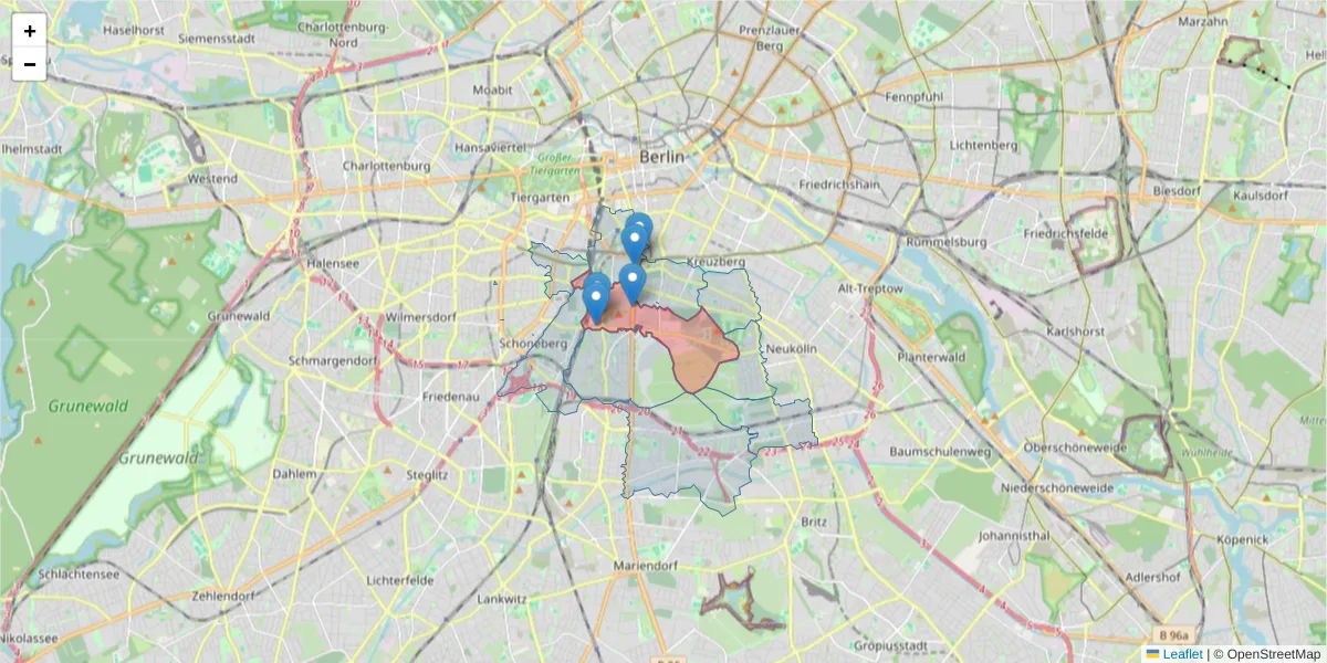 Karte des Postleitzahlen Bereichs  und der umliegenden Postleitzahlen in Deutschland