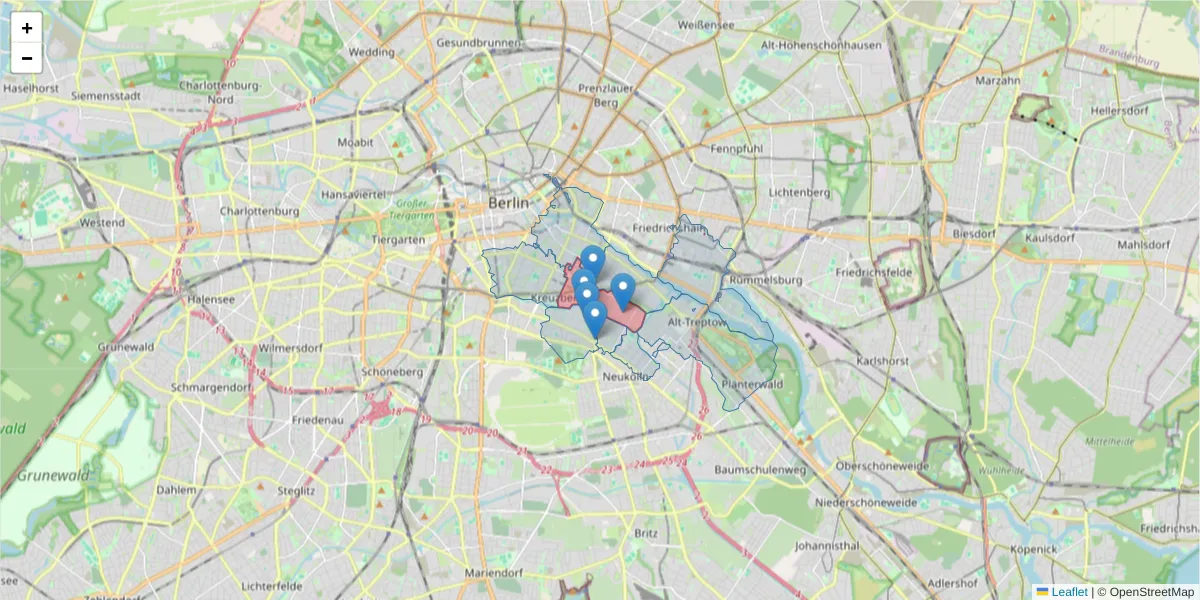 Karte des Postleitzahlen Bereichs  und der umliegenden Postleitzahlen in Deutschland