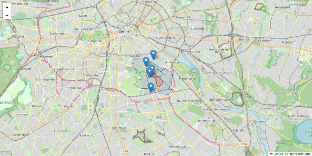 Karte des Postleitzahlen Bereichs  und der umliegenden Postleitzahlen in Deutschland