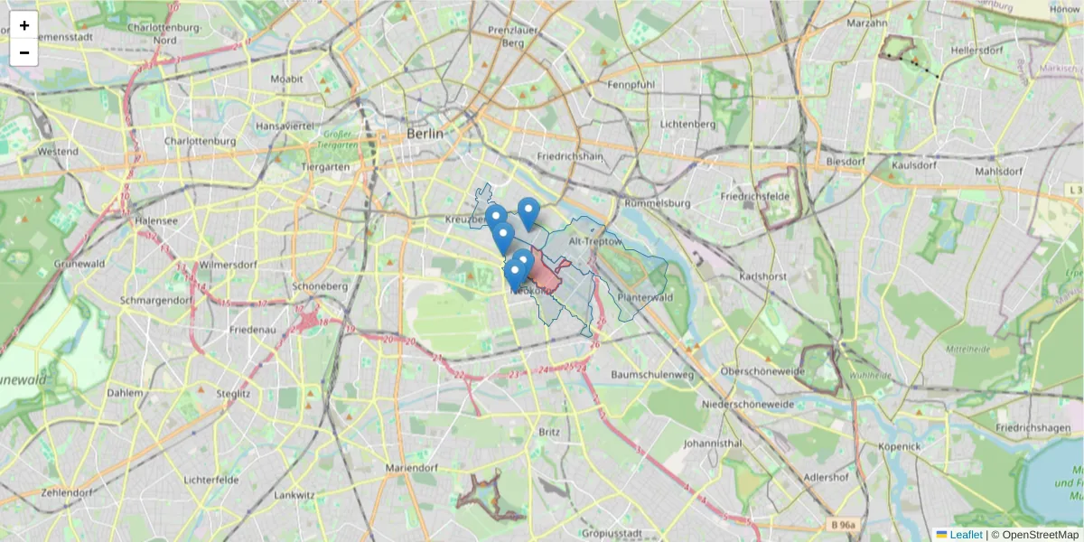 Karte des Postleitzahlen Bereichs  und der umliegenden Postleitzahlen in Deutschland