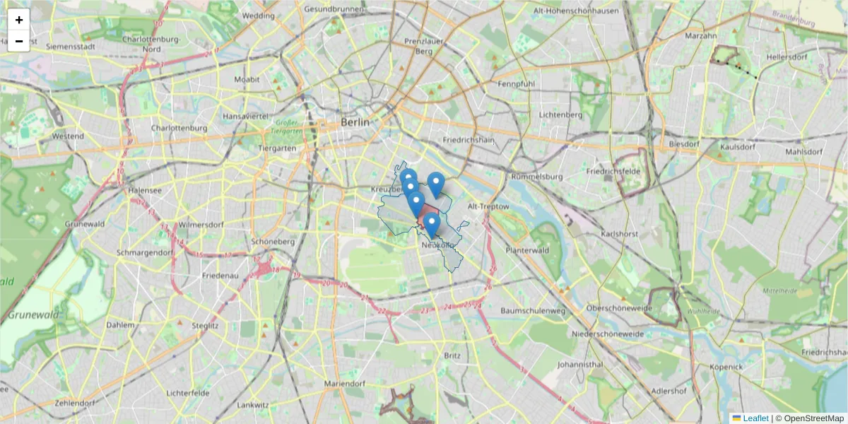 Karte des Postleitzahlen Bereichs  und der umliegenden Postleitzahlen in Deutschland