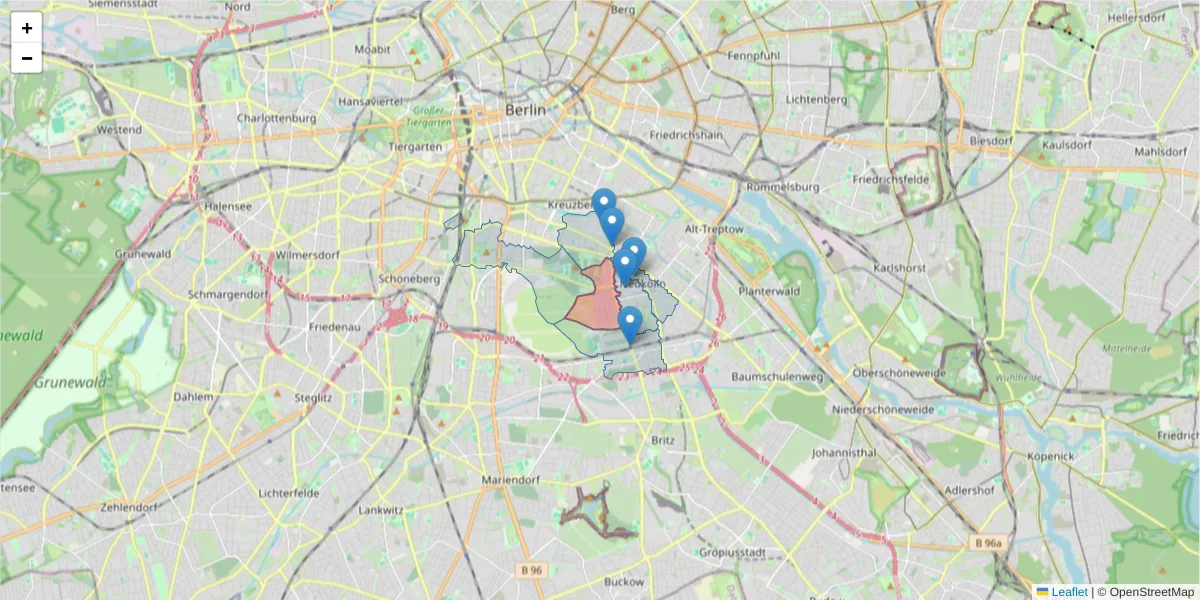 Karte des Postleitzahlen Bereichs  und der umliegenden Postleitzahlen in Deutschland