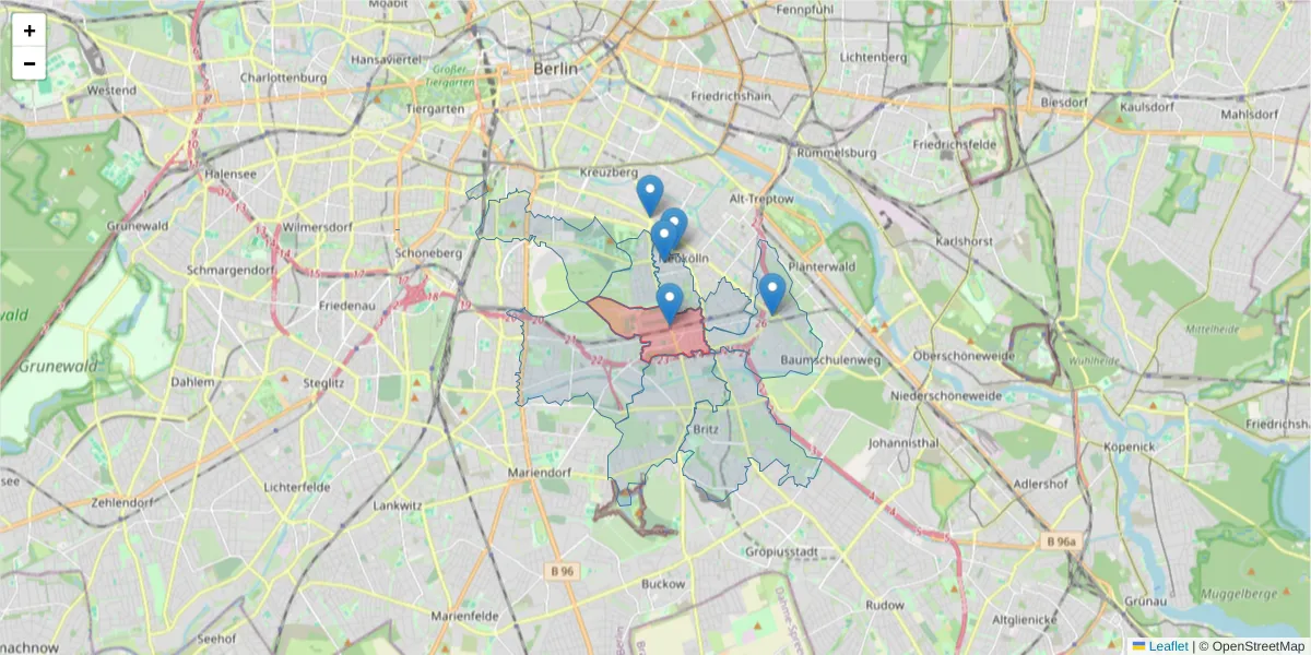 Karte des Postleitzahlen Bereichs  und der umliegenden Postleitzahlen in Deutschland