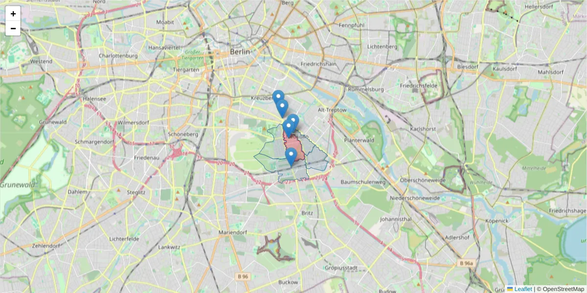 Karte des Postleitzahlen Bereichs  und der umliegenden Postleitzahlen in Deutschland