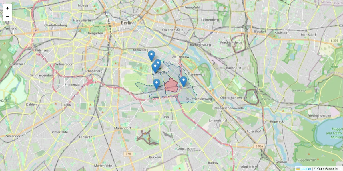 Karte des Postleitzahlen Bereichs  und der umliegenden Postleitzahlen in Deutschland