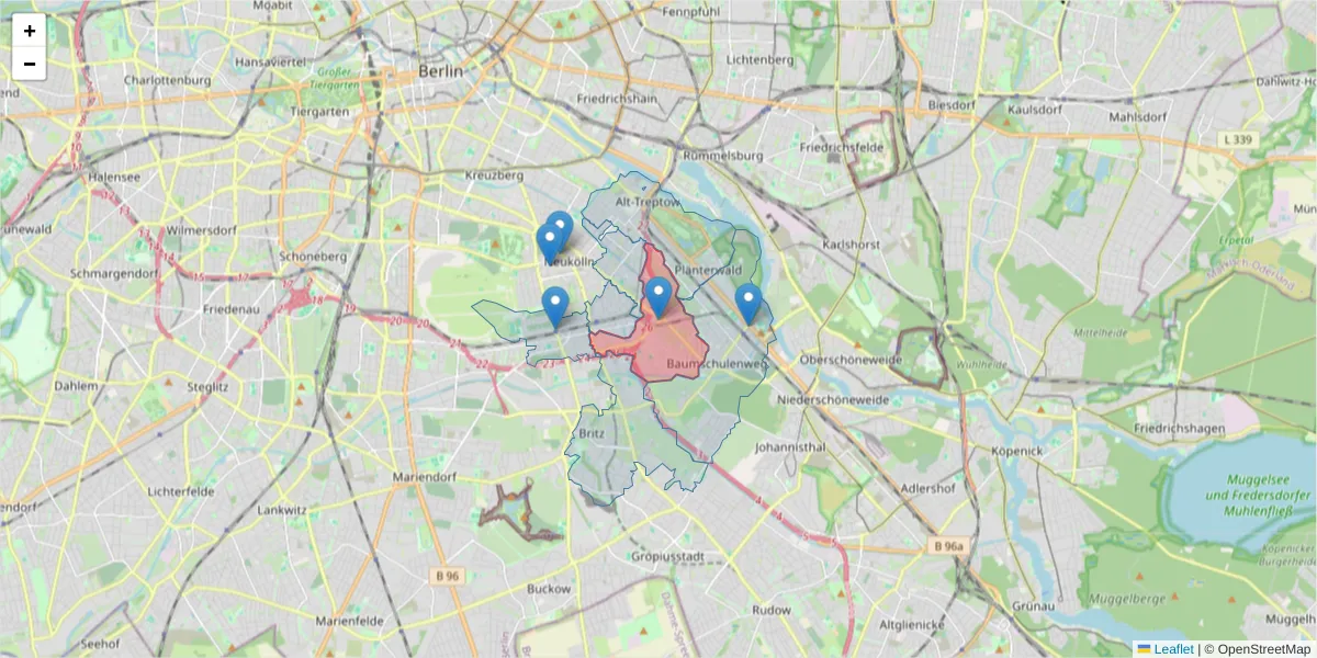 Karte des Postleitzahlen Bereichs  und der umliegenden Postleitzahlen in Deutschland