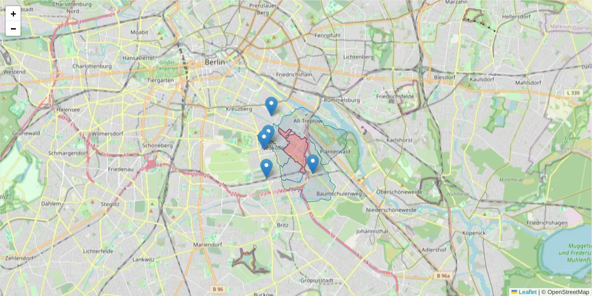 Karte des Postleitzahlen Bereichs  und der umliegenden Postleitzahlen in Deutschland