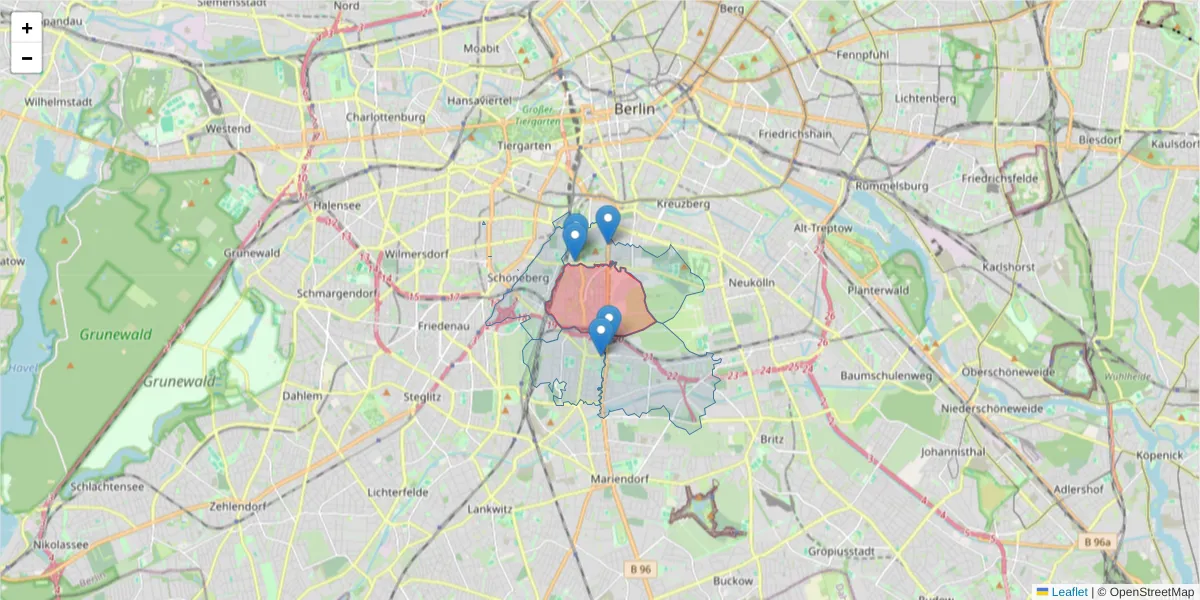 Karte des Postleitzahlen Bereichs  und der umliegenden Postleitzahlen in Deutschland