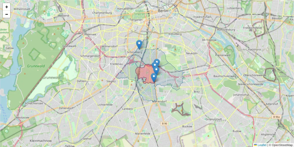 Karte des Postleitzahlen Bereichs  und der umliegenden Postleitzahlen in Deutschland