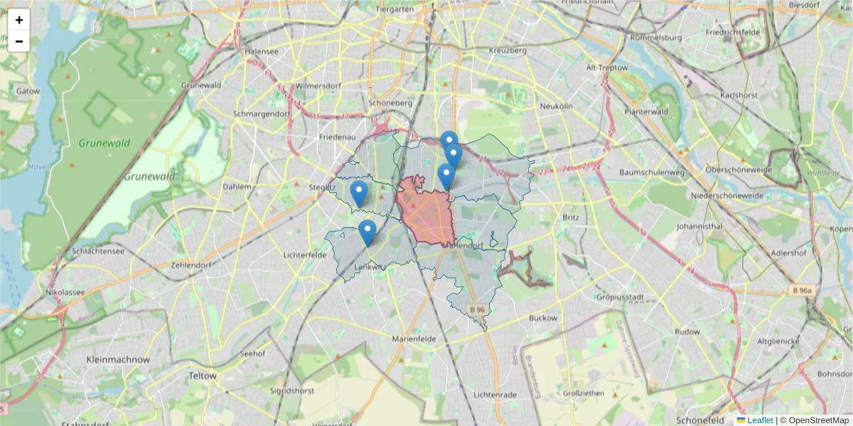 Karte des Postleitzahlen Bereichs  und der umliegenden Postleitzahlen in Deutschland
