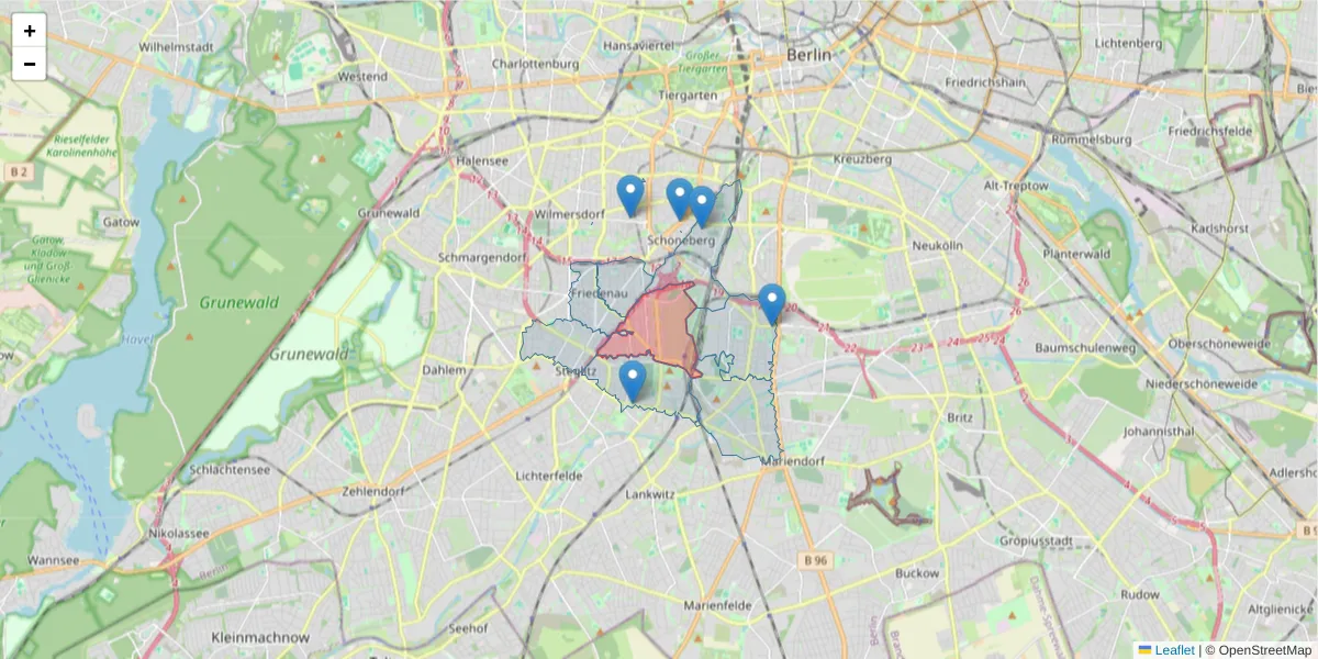 Karte des Postleitzahlen Bereichs  und der umliegenden Postleitzahlen in Deutschland