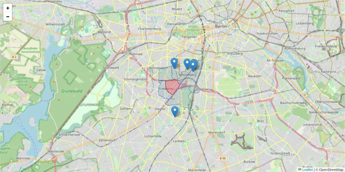 Karte des Postleitzahlen Bereichs  und der umliegenden Postleitzahlen in Deutschland