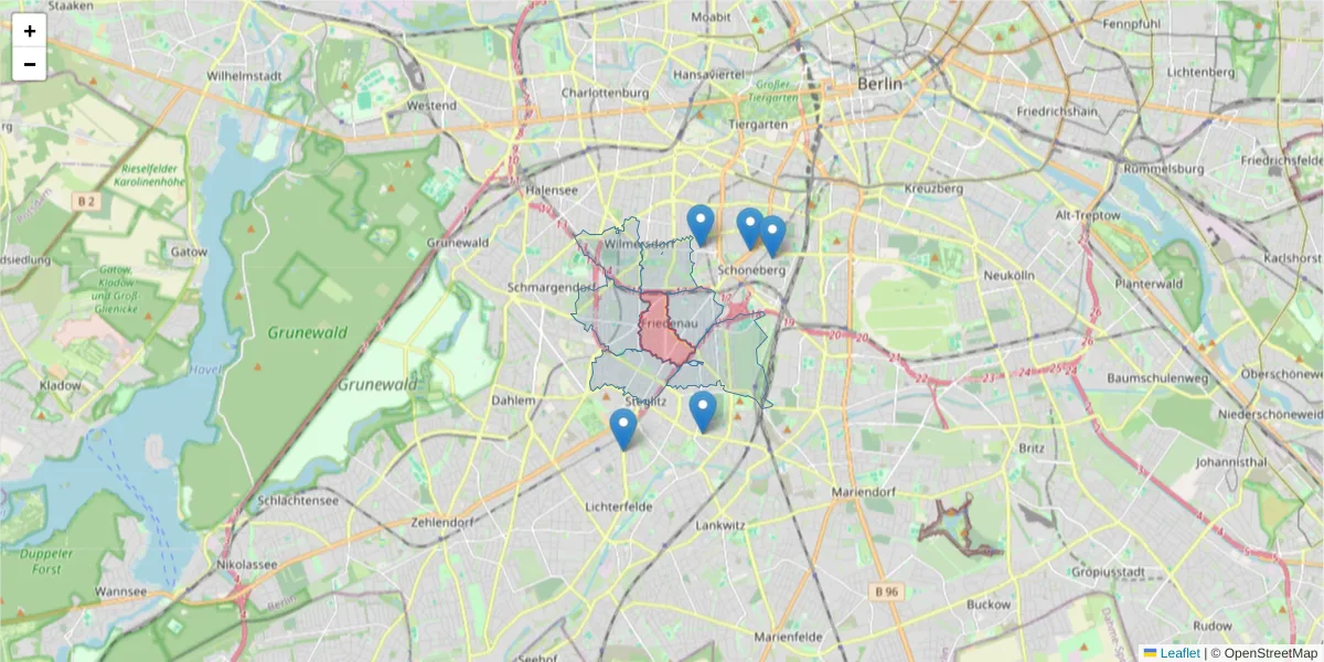 Karte des Postleitzahlen Bereichs  und der umliegenden Postleitzahlen in Deutschland