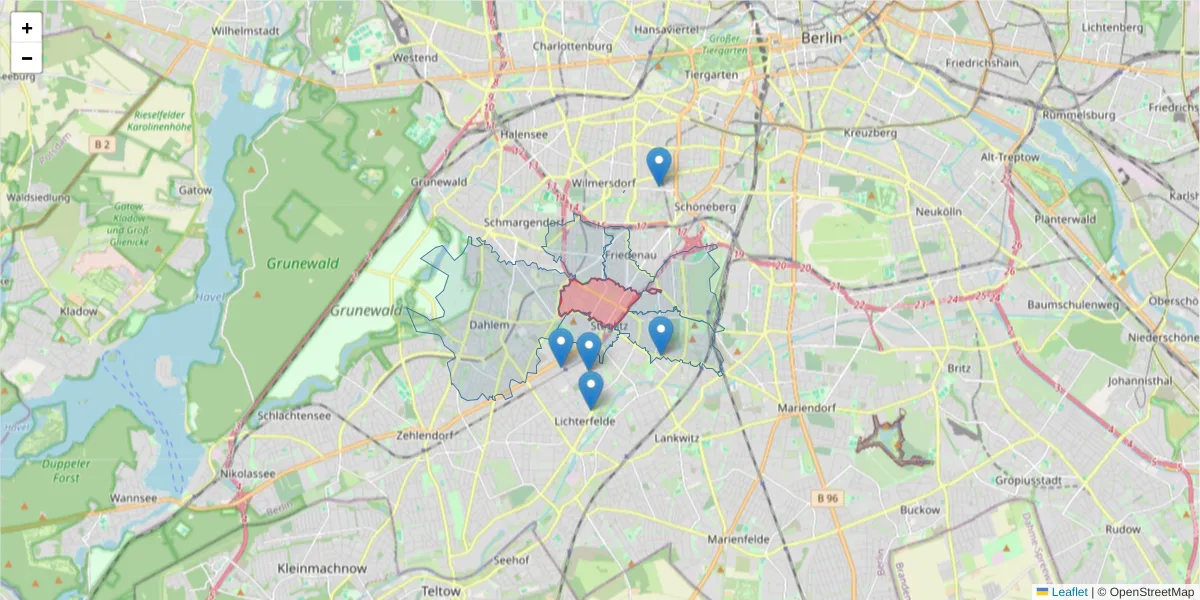 Karte des Postleitzahlen Bereichs  und der umliegenden Postleitzahlen in Deutschland