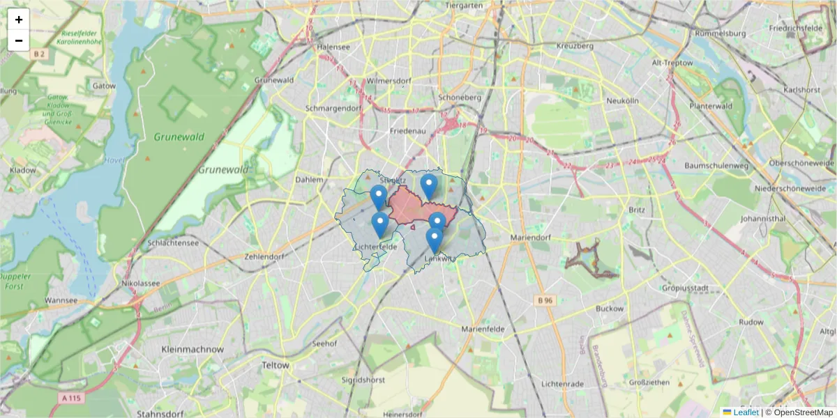 Karte des Postleitzahlen Bereichs  und der umliegenden Postleitzahlen in Deutschland