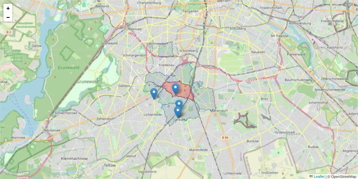 Karte des Postleitzahlen Bereichs  und der umliegenden Postleitzahlen in Deutschland