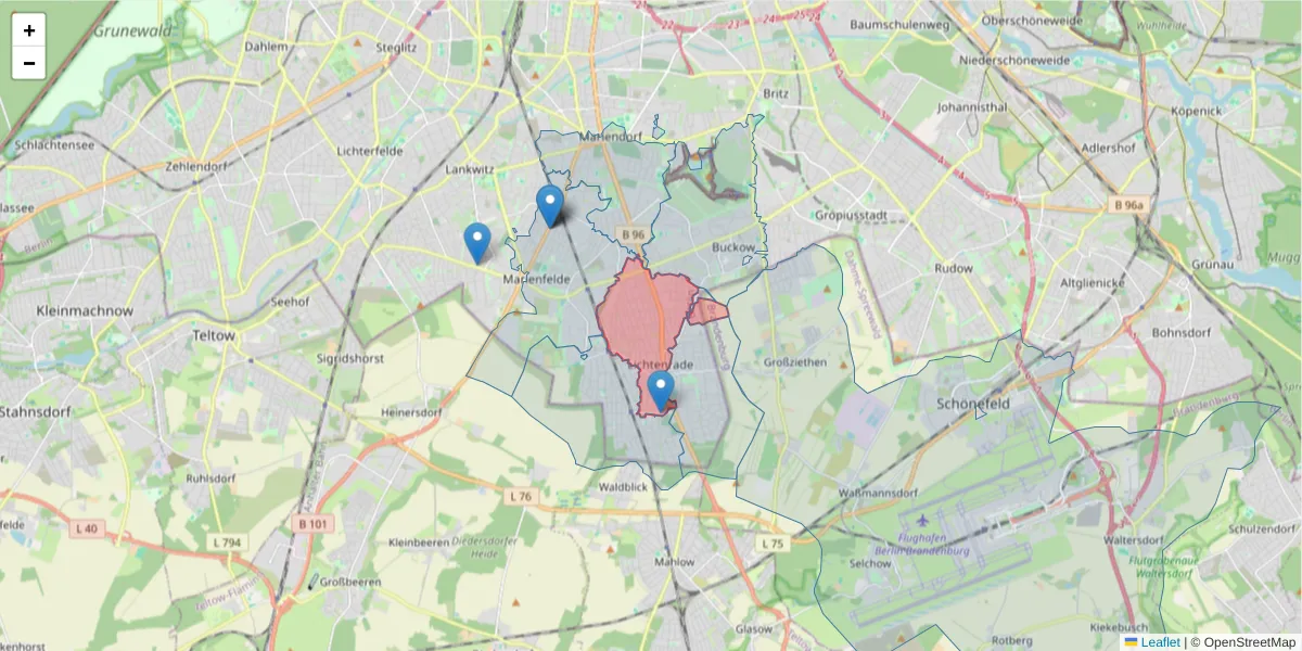 Karte des Postleitzahlen Bereichs  und der umliegenden Postleitzahlen in Deutschland