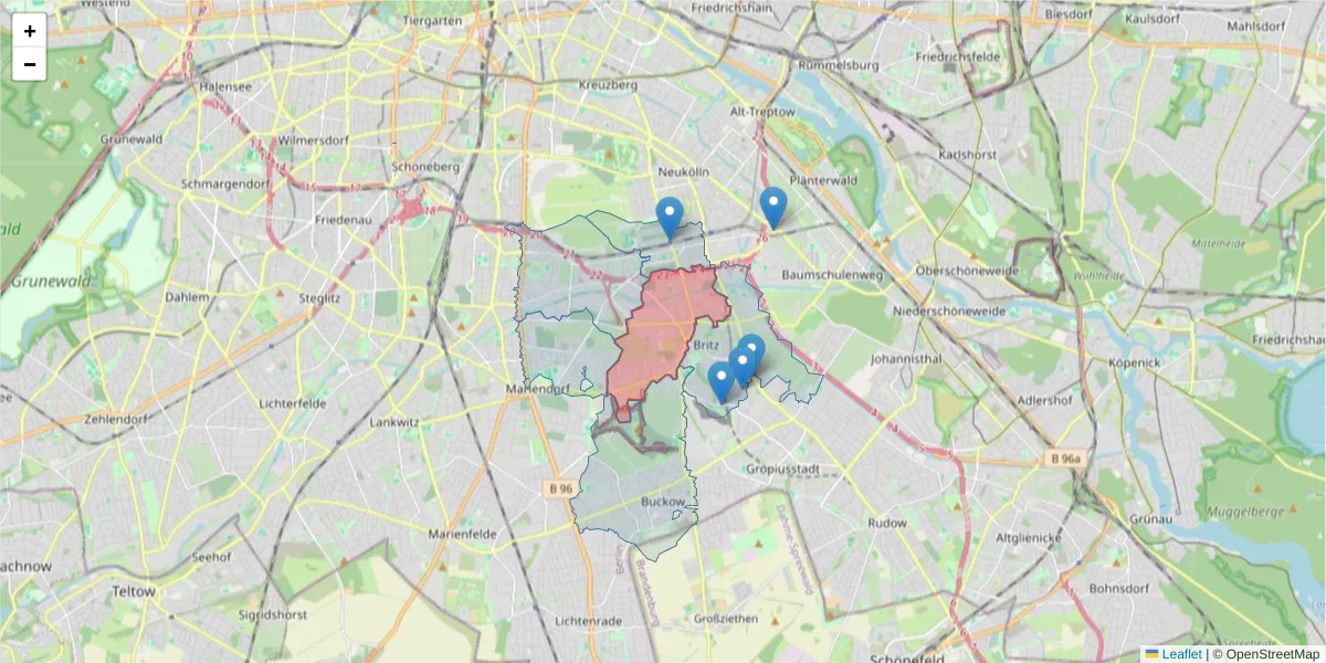 Karte des Postleitzahlen Bereichs  und der umliegenden Postleitzahlen in Deutschland