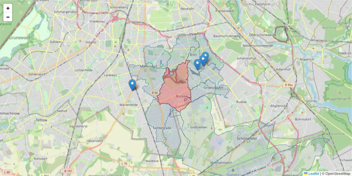 Karte des Postleitzahlen Bereichs  und der umliegenden Postleitzahlen in Deutschland