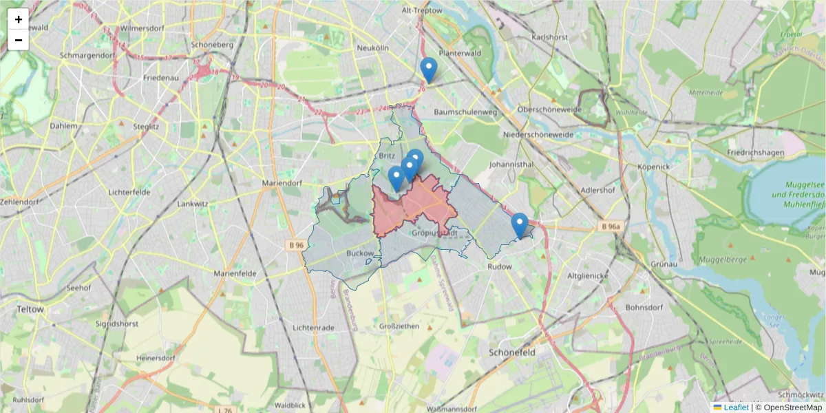 Karte des Postleitzahlen Bereichs  und der umliegenden Postleitzahlen in Deutschland