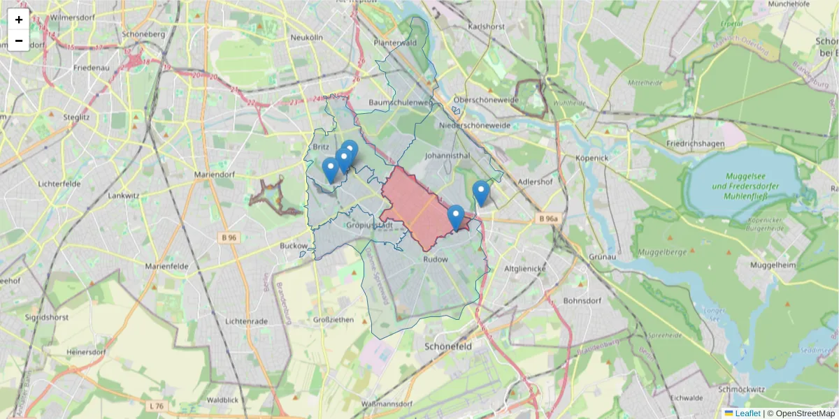 Karte des Postleitzahlen Bereichs  und der umliegenden Postleitzahlen in Deutschland