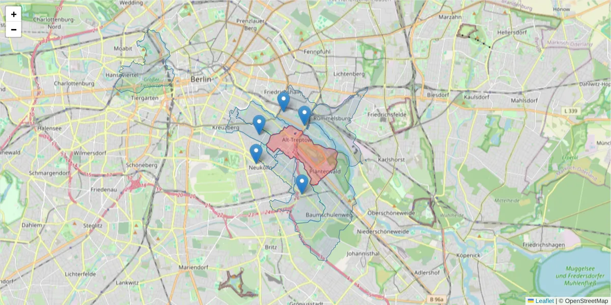 Karte des Postleitzahlen Bereichs  und der umliegenden Postleitzahlen in Deutschland