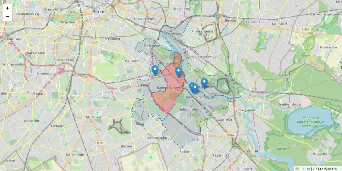 Karte des Postleitzahlen Bereichs  und der umliegenden Postleitzahlen in Deutschland