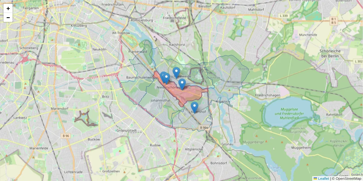 Karte des Postleitzahlen Bereichs  und der umliegenden Postleitzahlen in Deutschland