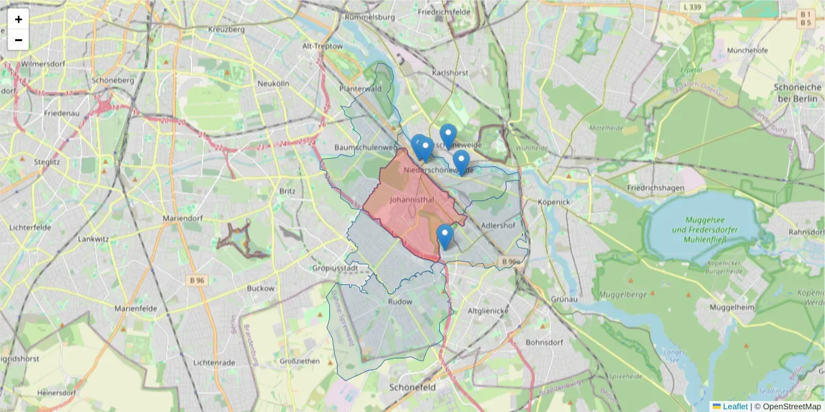 Karte des Postleitzahlen Bereichs  und der umliegenden Postleitzahlen in Deutschland