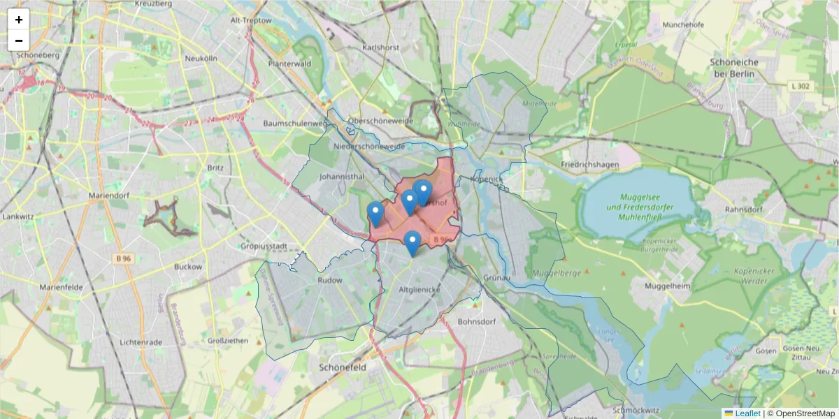 Karte des Postleitzahlen Bereichs  und der umliegenden Postleitzahlen in Deutschland