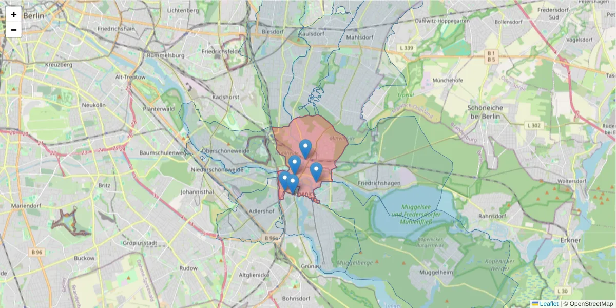Karte des Postleitzahlen Bereichs  und der umliegenden Postleitzahlen in Deutschland