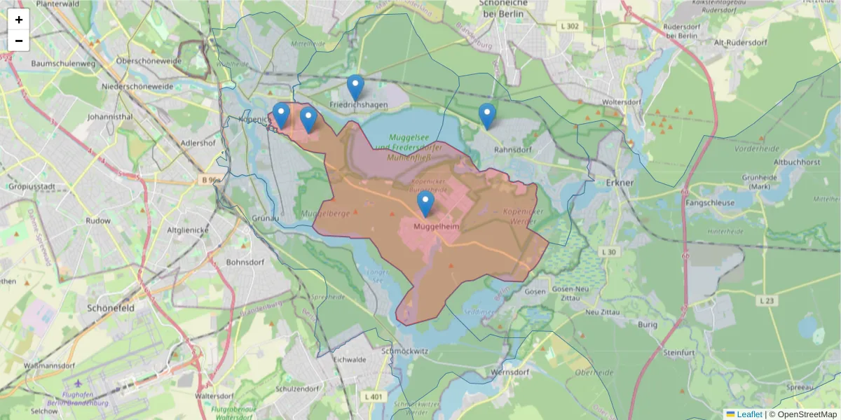 Karte des Postleitzahlen Bereichs  und der umliegenden Postleitzahlen in Deutschland