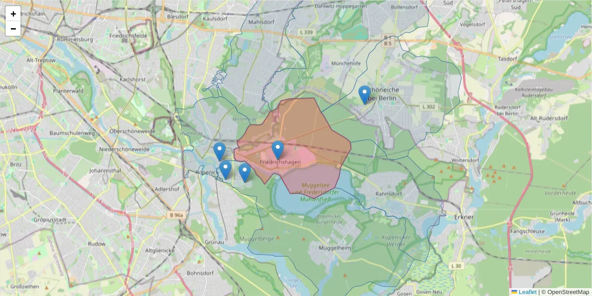 Karte des Postleitzahlen Bereichs  und der umliegenden Postleitzahlen in Deutschland