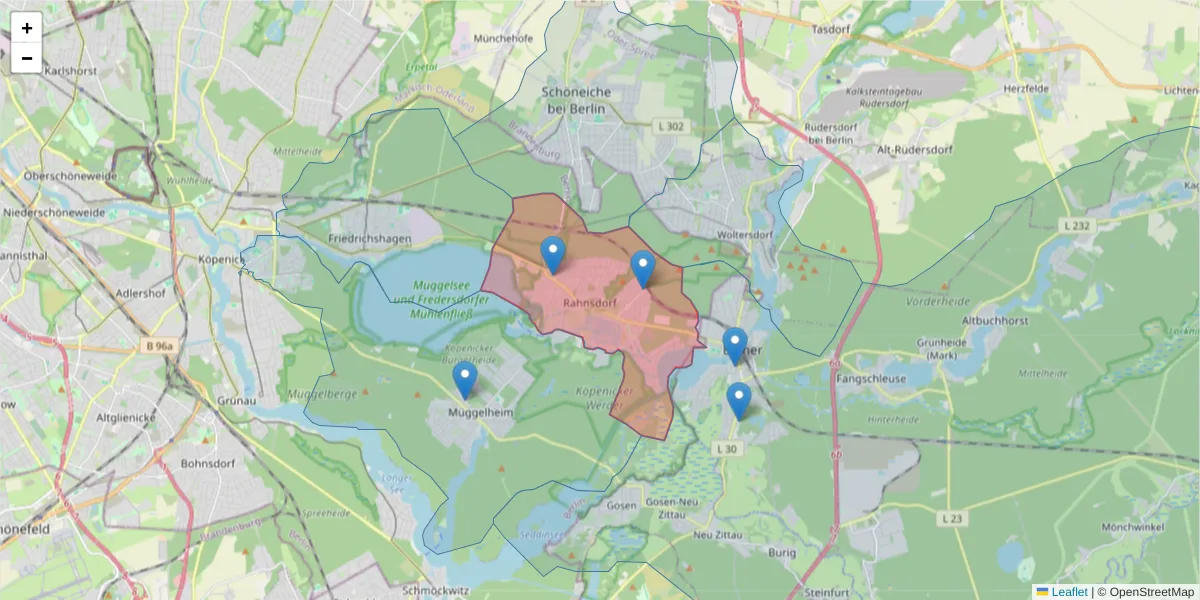 Karte des Postleitzahlen Bereichs  und der umliegenden Postleitzahlen in Deutschland